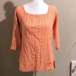 Columbia Small Salmon Pink Crepe Material 3/4 Sleeve Blouse